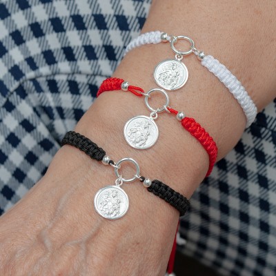 Pulsera Macramé de la Virgen del Carmen y Cristo