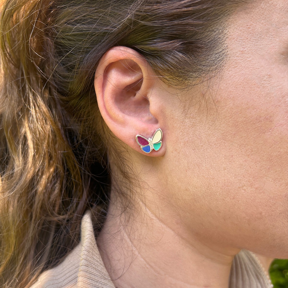 Pendientes de Mariposa con Colores Vibrantes | Joyería Exclusiva en Plata