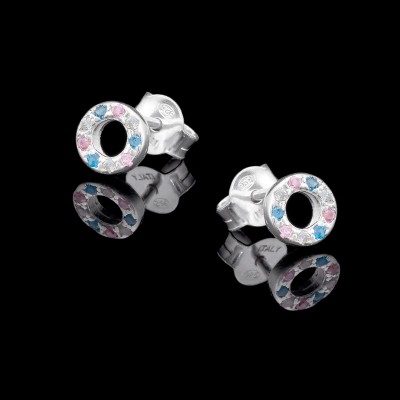 Pendientes Círculo de Plata con Circonitas de Colores | La Joya de Plata