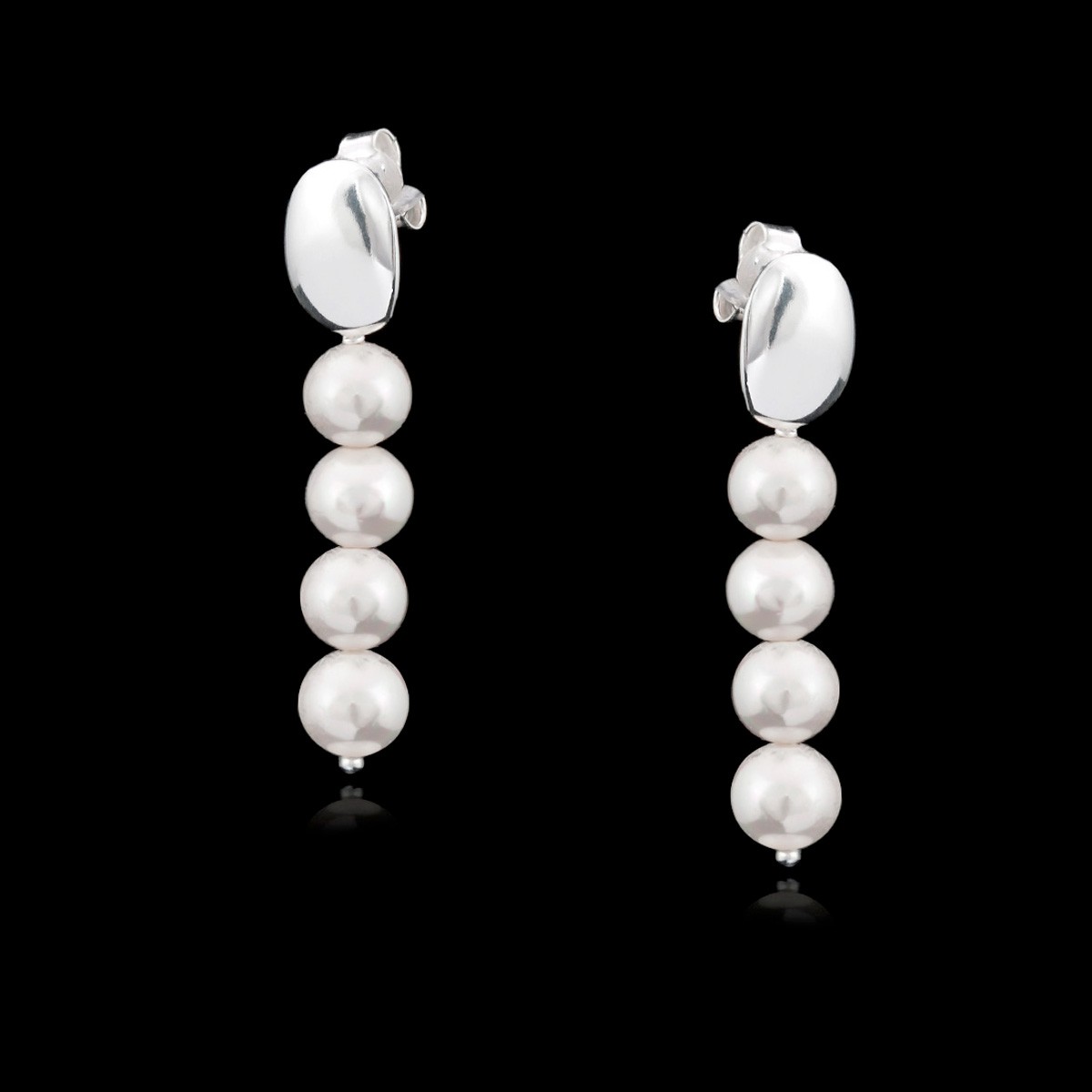 Pendientes de Plata con Cuatro Perlas Colgantes | La Joya de Plata