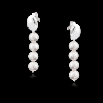 Pendientes de Plata con Cuatro Perlas Colgantes | La Joya de Plata
