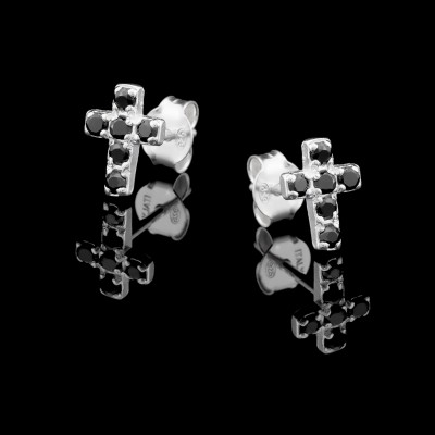 Pendientes Cruz Plata en Plata de Ley | Alta Joyería