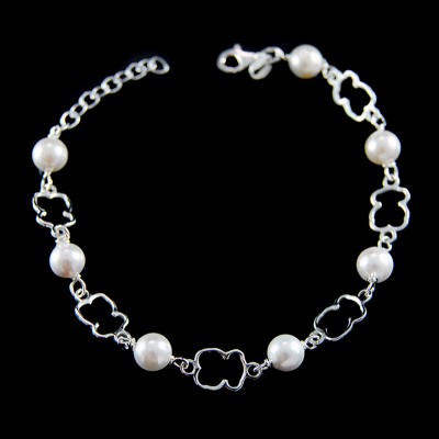 Pulsera de Ositos y Perlas de Nácar en Plata | La Joya de Plata