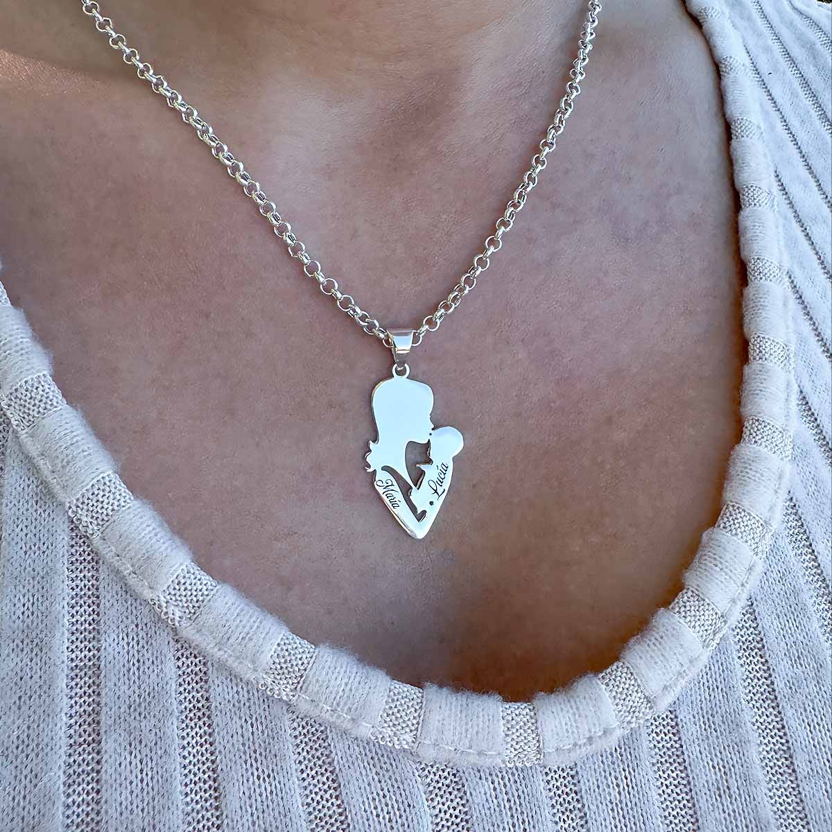 Colgante Madre e Hijo Personalizado en Plata de Ley