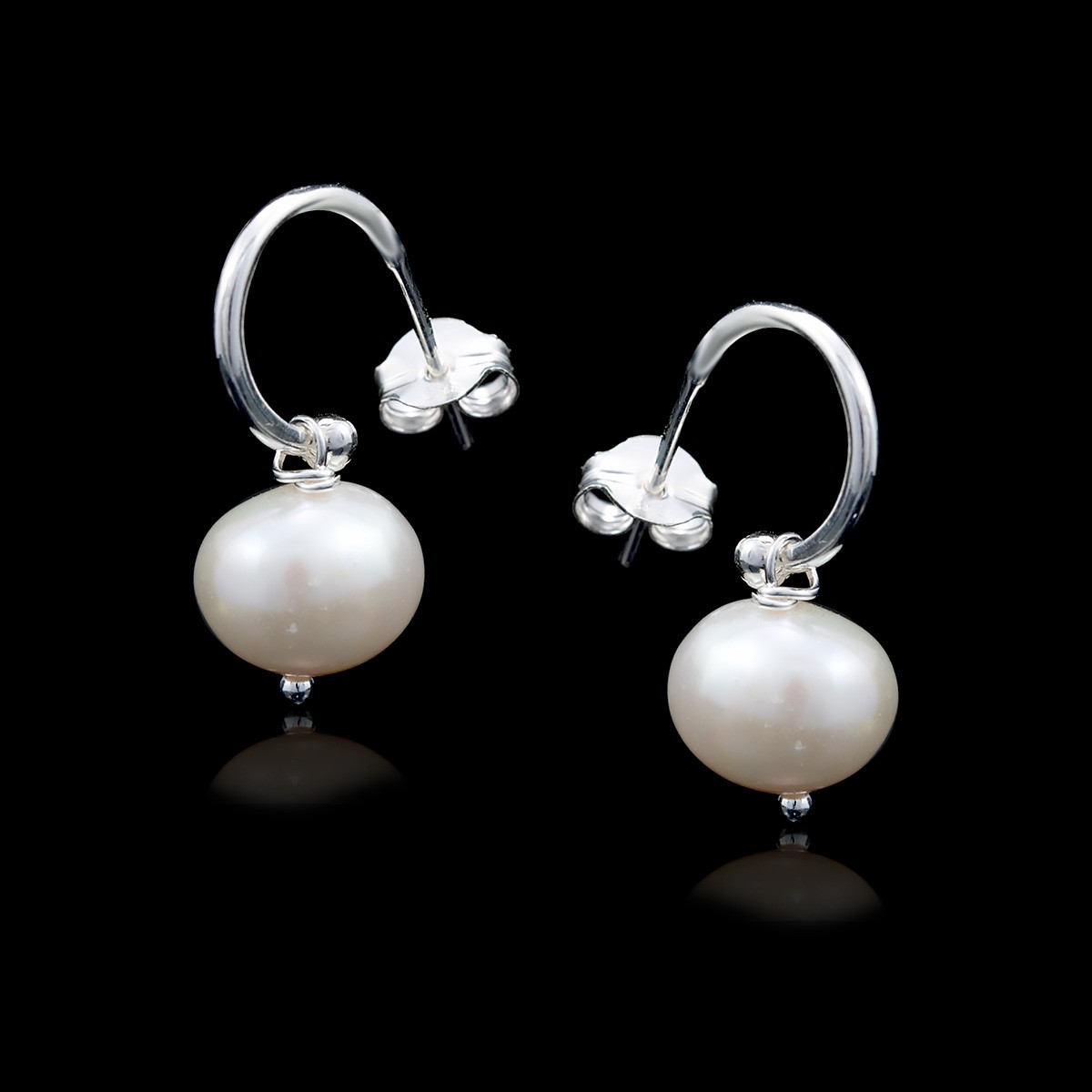 Pendientes de Aros con Perlas | La Joya de Plata
