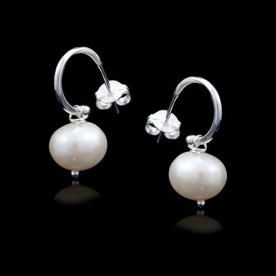 Pendientes de Aros con Perlas | La Joya de Plata
