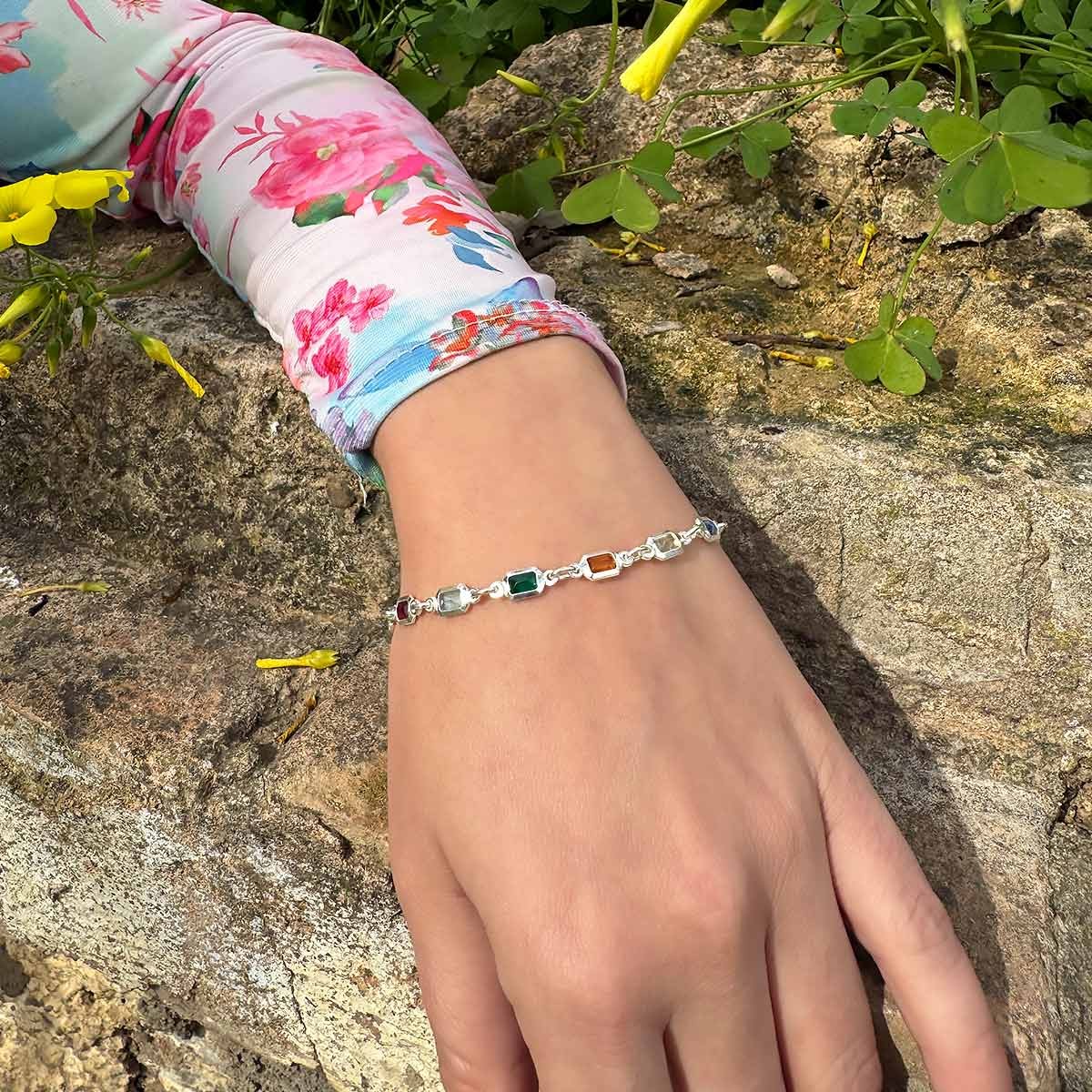 Pulsera Piedras de Colores en Plata | Alta Joyería