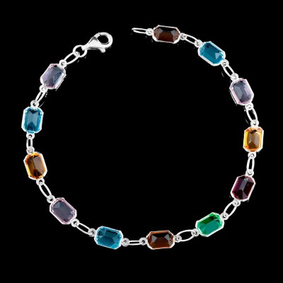 Pulsera Piedras de Colores en Plata | Alta Joyería
