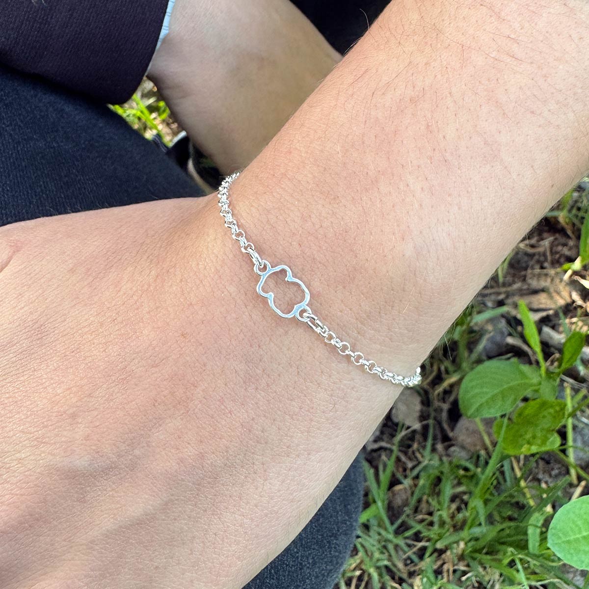 Pulsera de Tres Osos de Plata y Cadena Rolo | La Joya de Plata