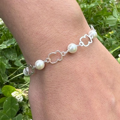 Pulsera de Ositos y Perlas de Nácar en Plata | La Joya de Plata