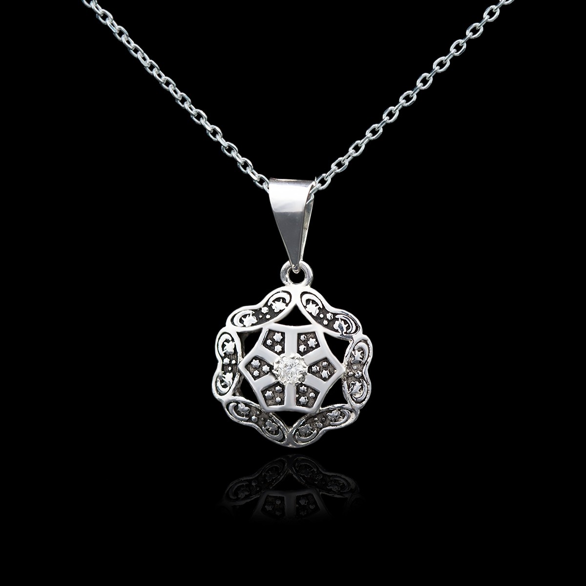 Colgante Hexagonal en Plata de Ley | Joyería Vintage