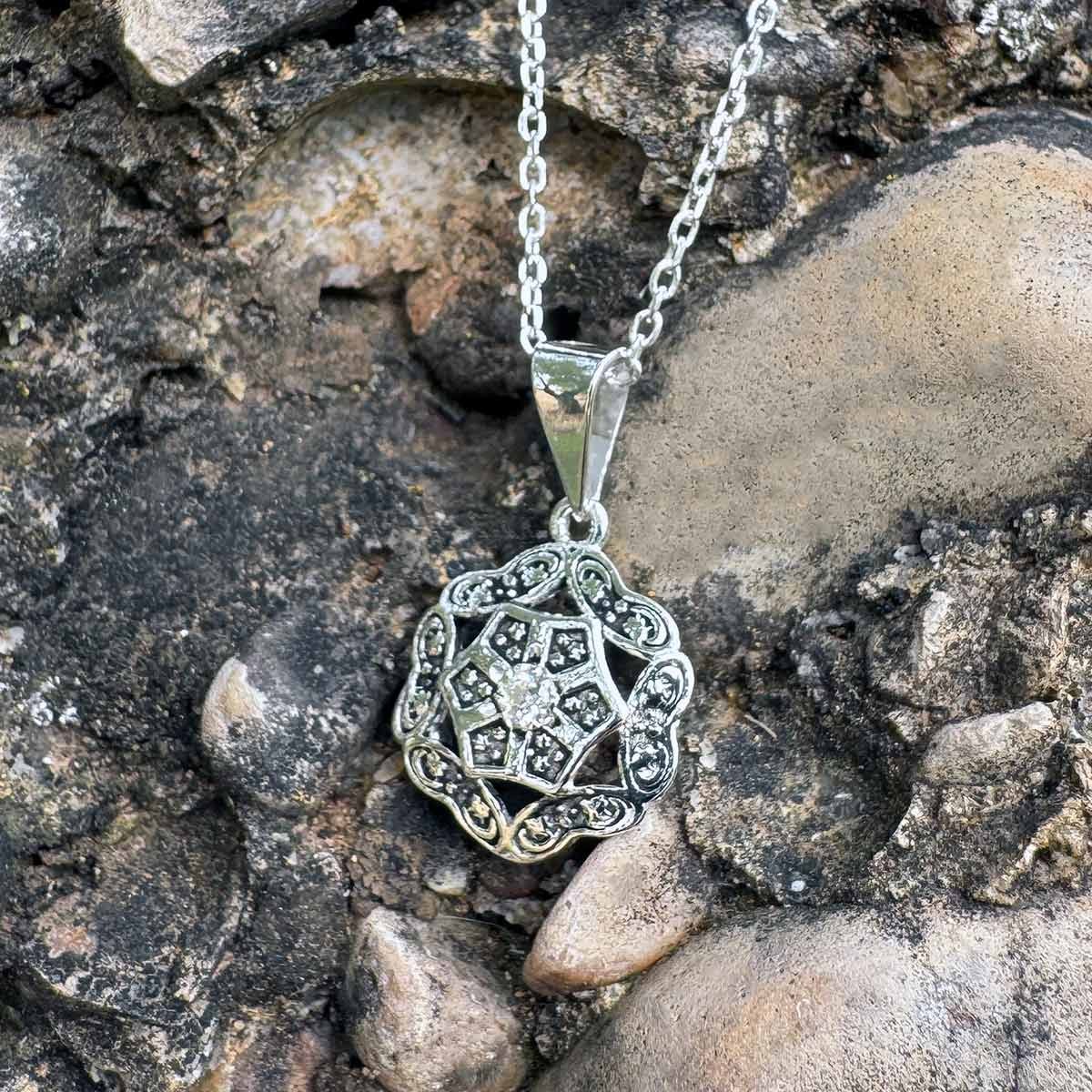 Colgante Hexagonal en Plata de Ley | Joyería Vintage