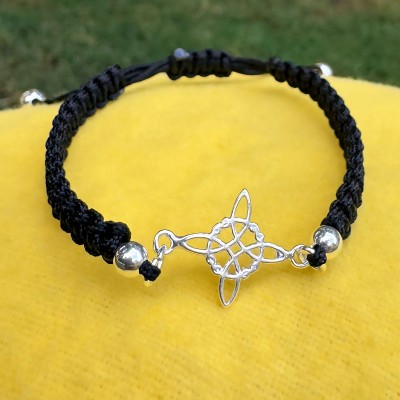 Pulsera Pulsera Nudo de Brujas con Macramé | La Joya de Plata