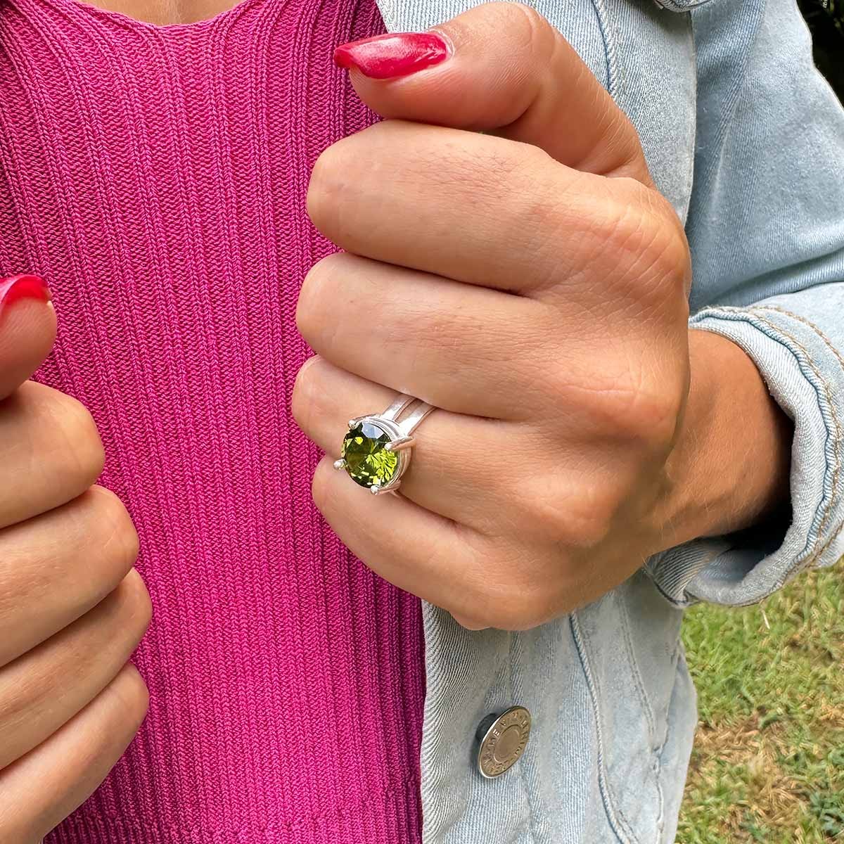 Anillo Piedra Verde Olivina de Plata | Joyería para Mujer