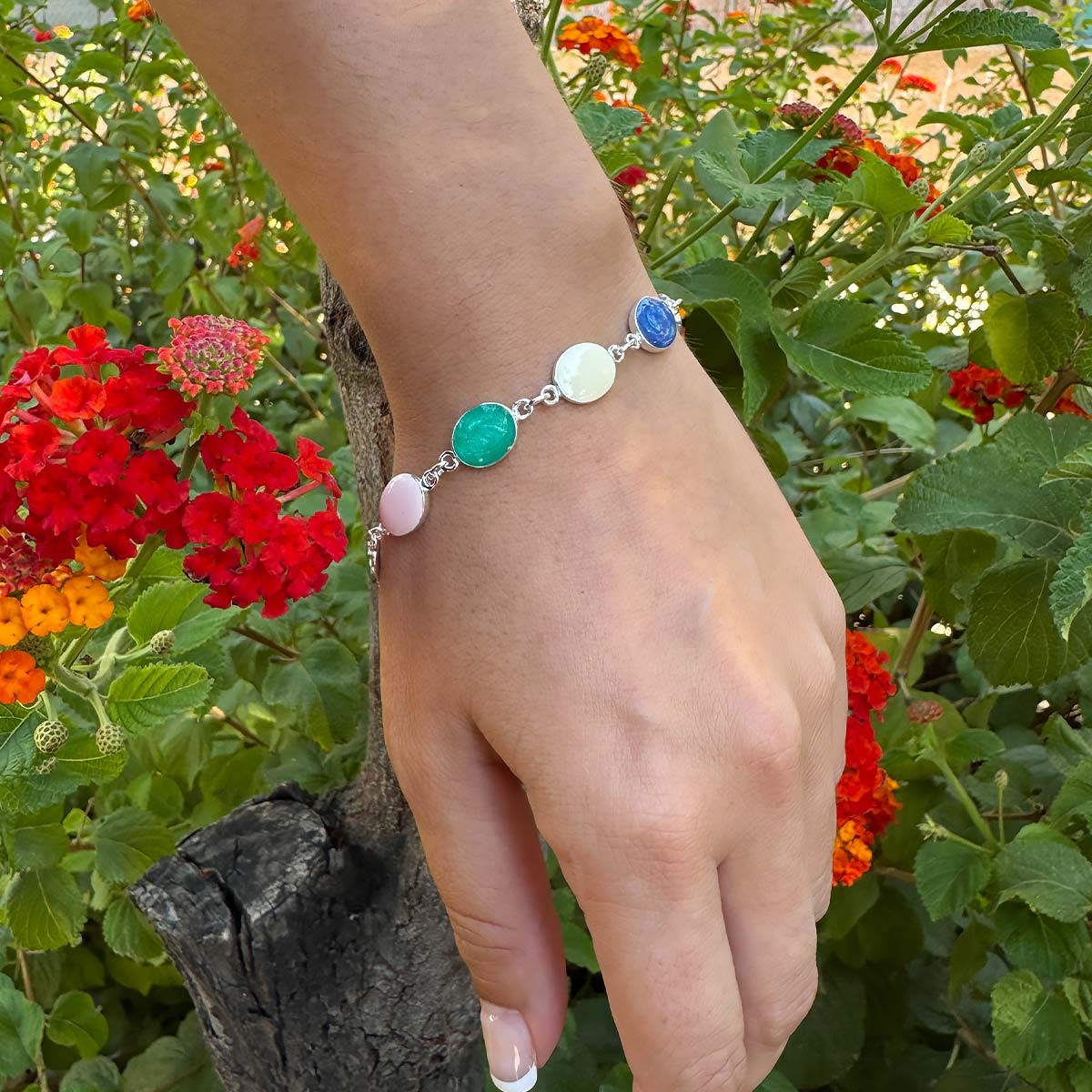 Pulsera de Plata de Ley con Monedas de Colores | La Joya de Plata