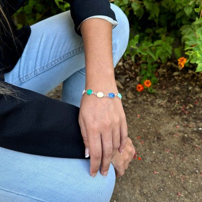 Pulsera de Plata de Ley con Monedas de Colores | La Joya de Plata