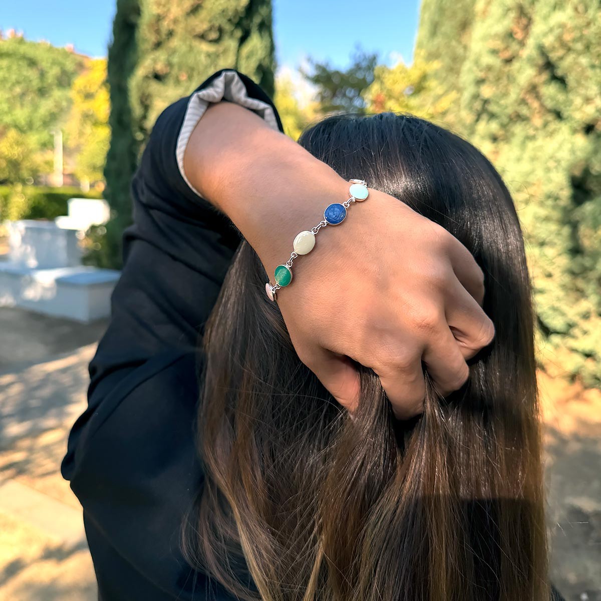 Pulsera de Plata de Ley con Monedas de Colores | La Joya de Plata