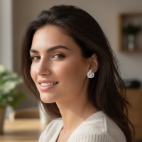 Pendientes Perla de Plata de Ley con Hojas y Circonitas Blancas