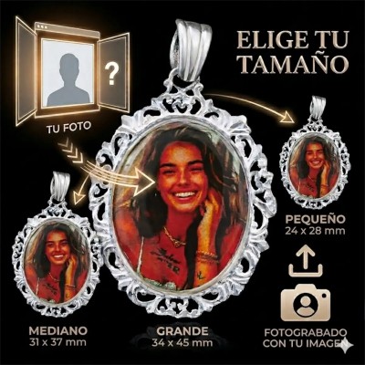 Colgante con Foto Grabada a color en Plata de Ley 925 | Regalo Ideal