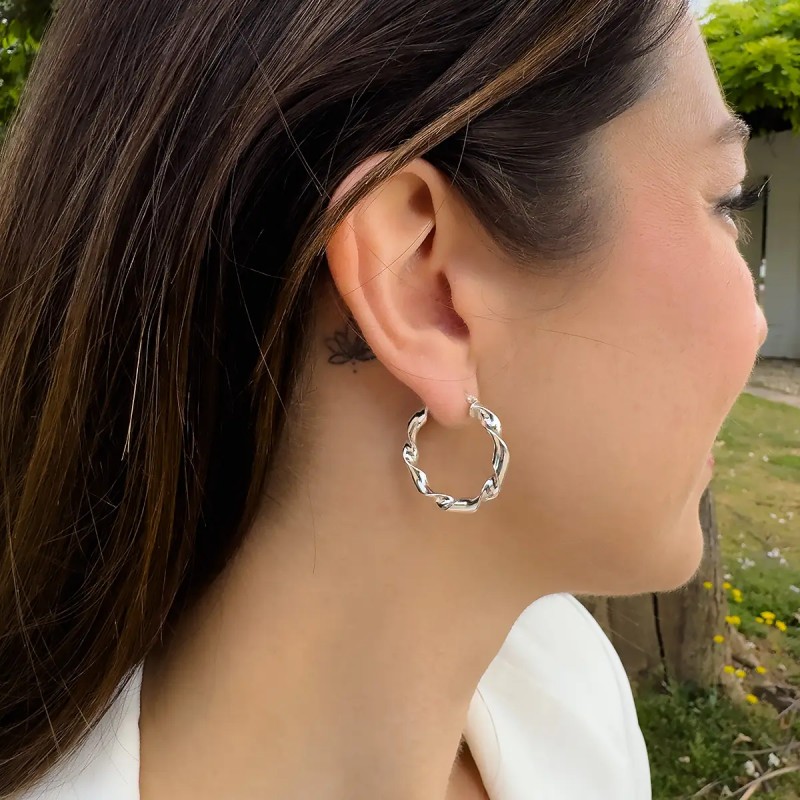 Pendientes Espiral de Plata de Ley 925 | Aros Ondulados 2