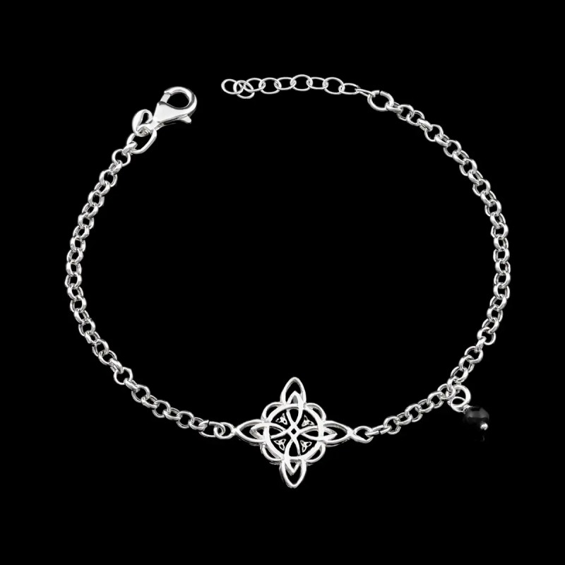 Pulsera Nudo de Brujas en Plata de Ley con Ónix | Joyería Esotérica