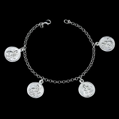 Pulsera Monedas Virgen del Carmen - Joya Religiosa de Plata