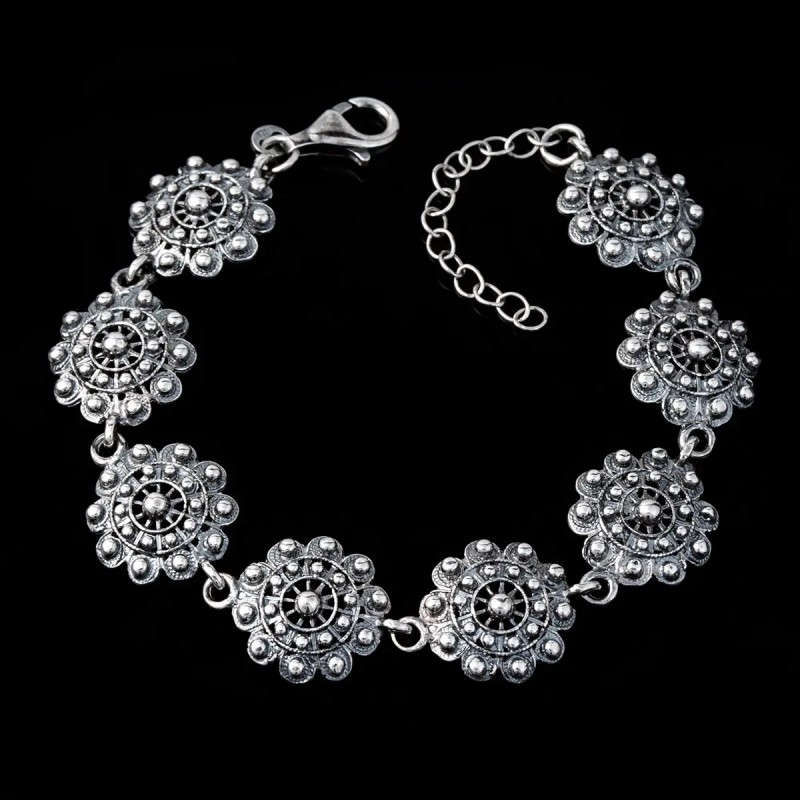 Pulsera de Plata Envejecida con Charros Grandes | Joyería Charra