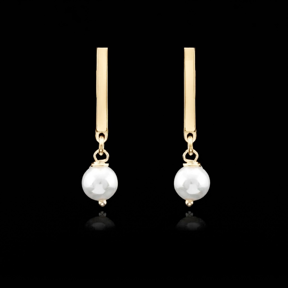 Pendientes de Barra Vertical en Plata con Perla | La Joya de Plata