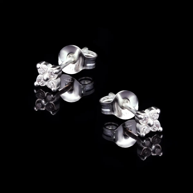 Pendientes Mini Flor Circonitas | Plata de Ley 925 2