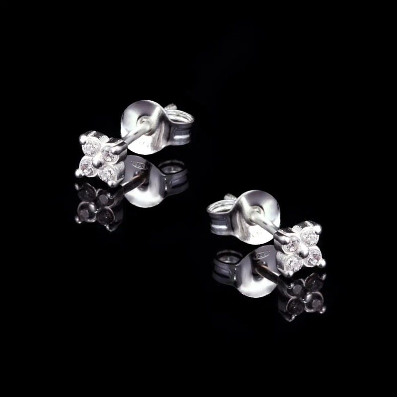 Pendientes Mini Flor Circonitas | Plata de Ley 925