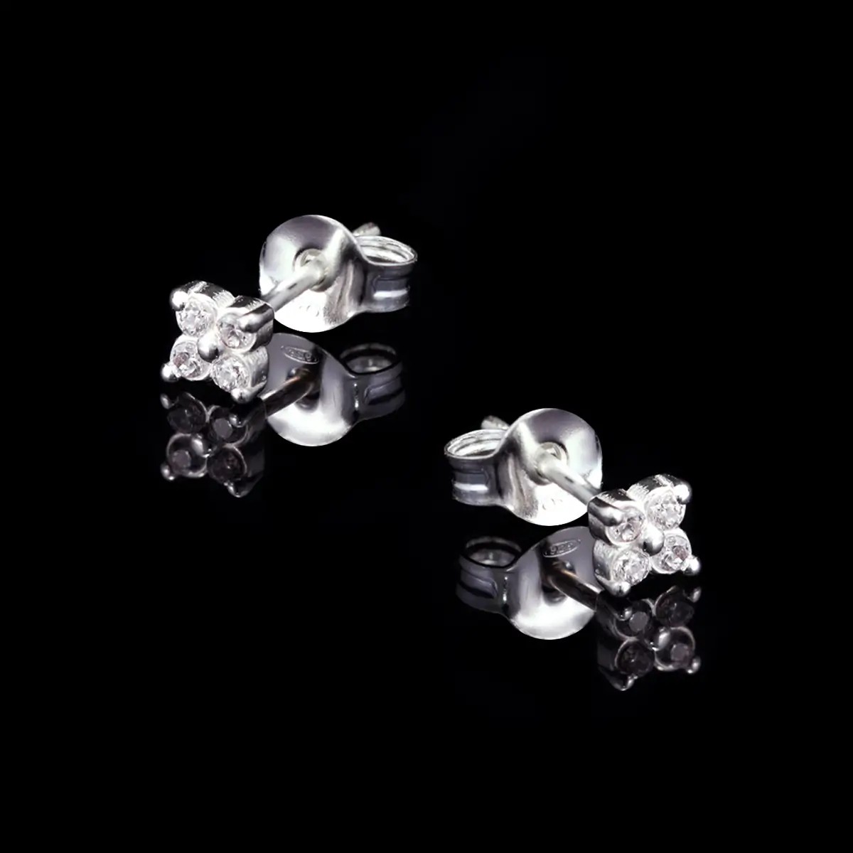 Pendientes Mini Flor Circonitas | Plata de Ley 925