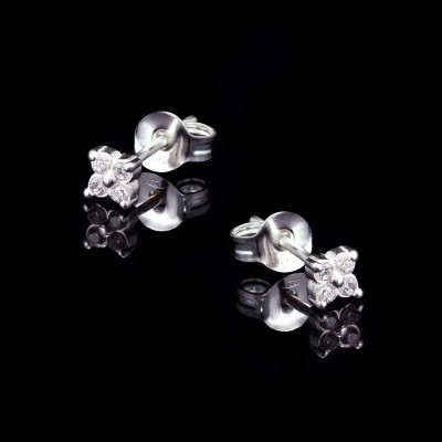 Pendientes Mini Flor Circonitas | Plata de Ley 925