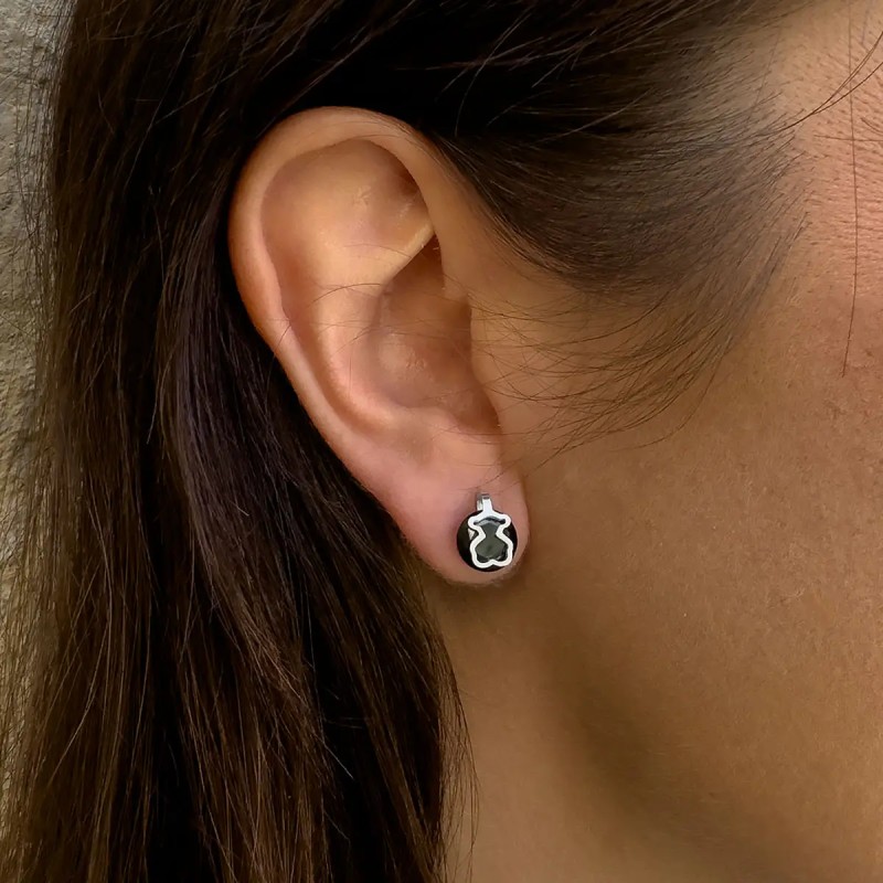 Pendientes Oso con Circonita Negra en Plata 925 | La Joya de Plata 2