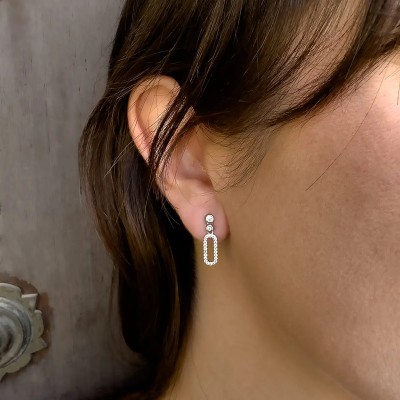 Pendientes de Plata Largos con Circonitas - La Joya de Plata