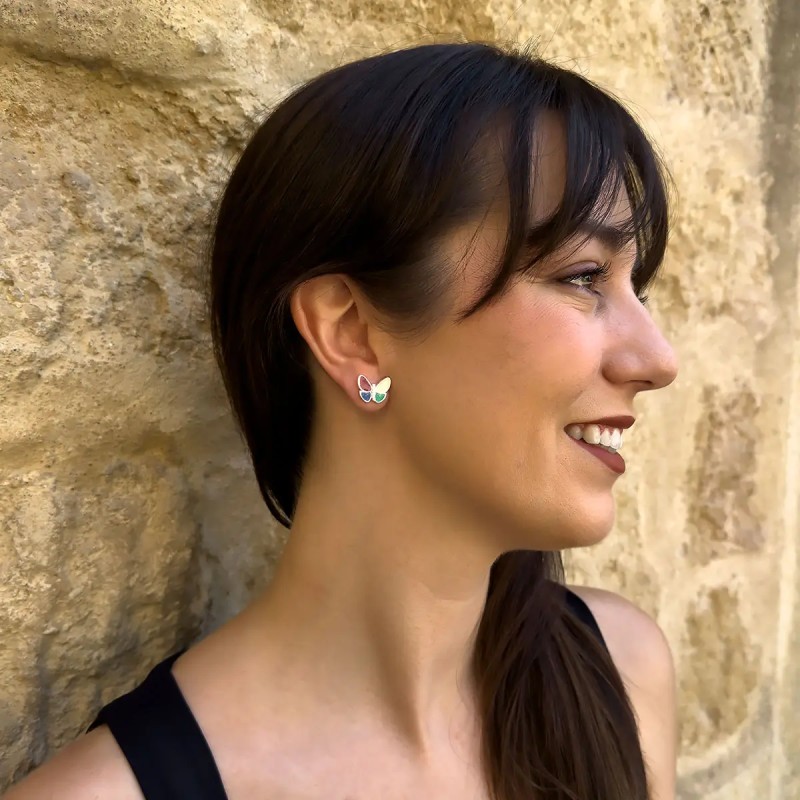 Pendientes de Mariposa con Colores Vibrantes | Joyería Exclusiva en Plata 2