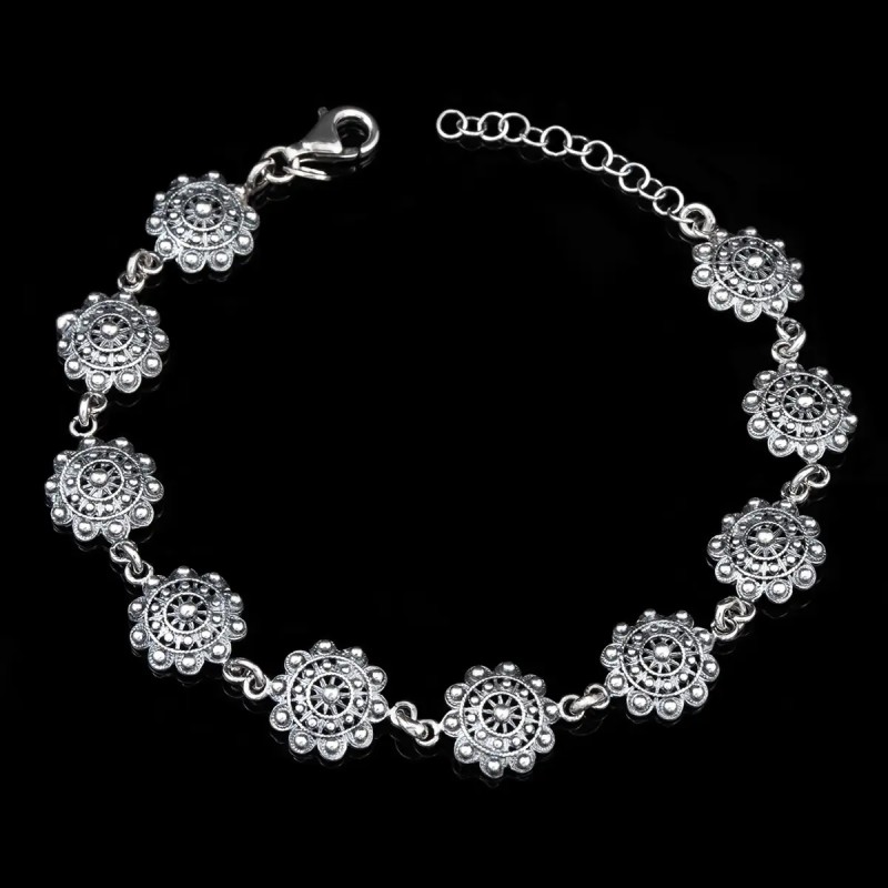 Pulsera Charros Pequeños en Plata de Ley 925 Envejecida