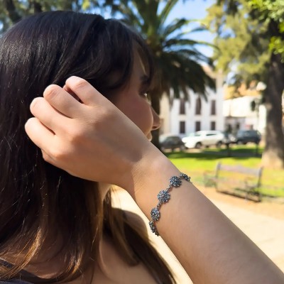 Pulsera Charros Pequeños en Plata de Ley 925 Envejecida