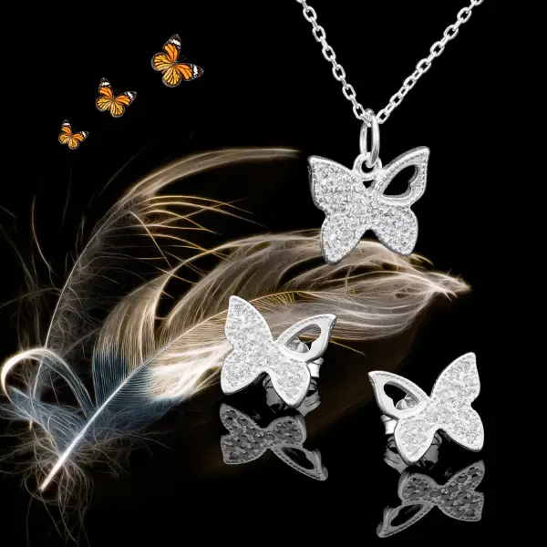 Pendientes mariposa de plata y circonitas